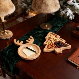 圣诞树装饰木盘家居亲子送礼拍摄派对摆盘曲奇瓜子甜品坚果托盘