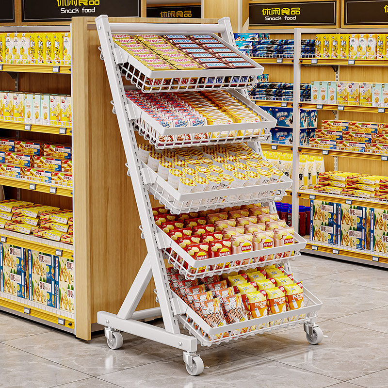 散装零食货架超市便利店饮料食品展示架带轮商用阶梯式单面置物架,收纳整理,整理架/置物架/收纳架,淘宝优惠券,粉丝福利购,淘宝优惠卷