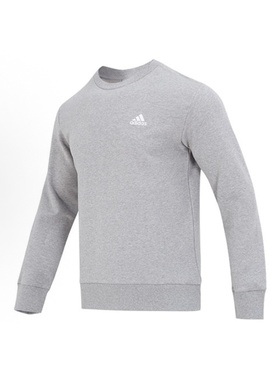adidas M Sl Ft Swt 纯色Logo运动休闲套头卫衣 男款 灰色IC9331