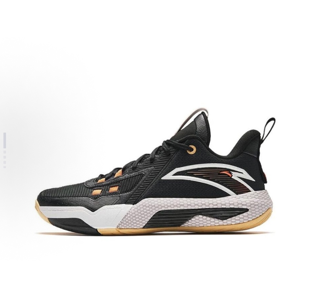 Anta安踏 速战5 圆头 网布  中帮 篮球鞋 男款 黑色112341113-4