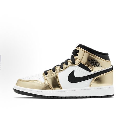 Air Jordan 1 Mid Metallic Gold中帮儿童篮球鞋液态金DC1420-700