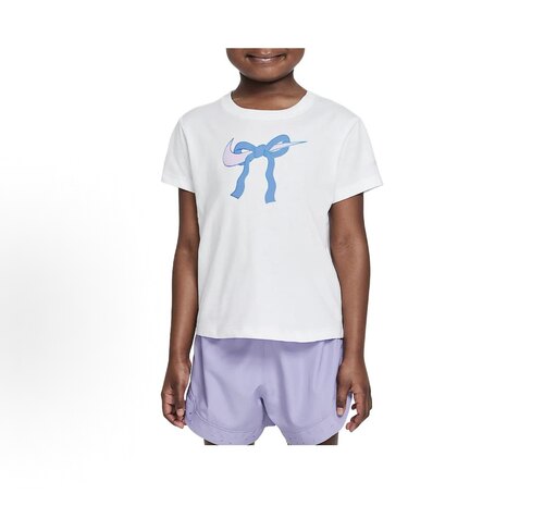 Nike SwooshT恤 SS25Ribbon百搭休闲短袖  白色 中小童36N103-001