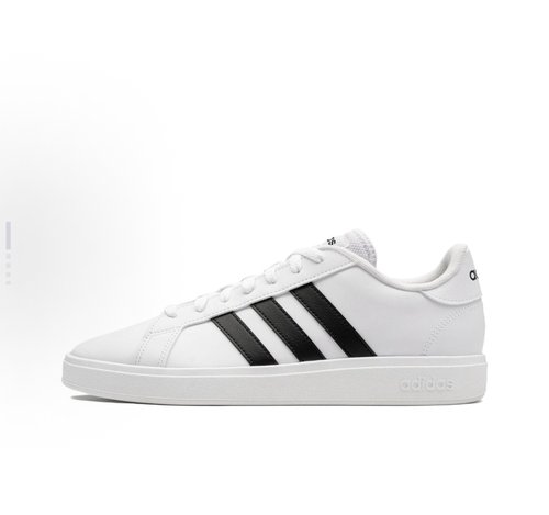 adidas neo GRAND COURT 合成革 舒适 低帮 板鞋 男款 白黑GW9250