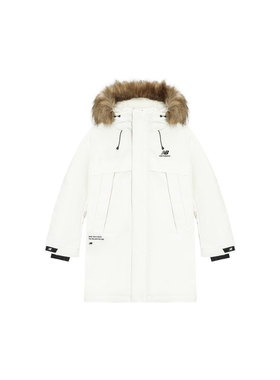 New Balance Logo印花保暖加厚毛领连帽派克羽绒服 5PC44303-IV
