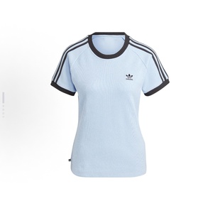adidas originals 圆领直筒套头短袖  正肩袖T恤 女款 蓝色IC5462