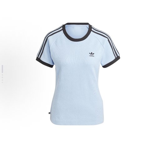 adidas originals 圆领直筒套头短袖  正肩袖T恤 女款 蓝色IC5462