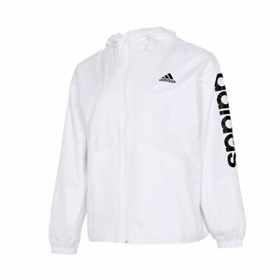 adidas ESSENTIALS 休闲运动连帽梭织夹克 女款 白色GL0647