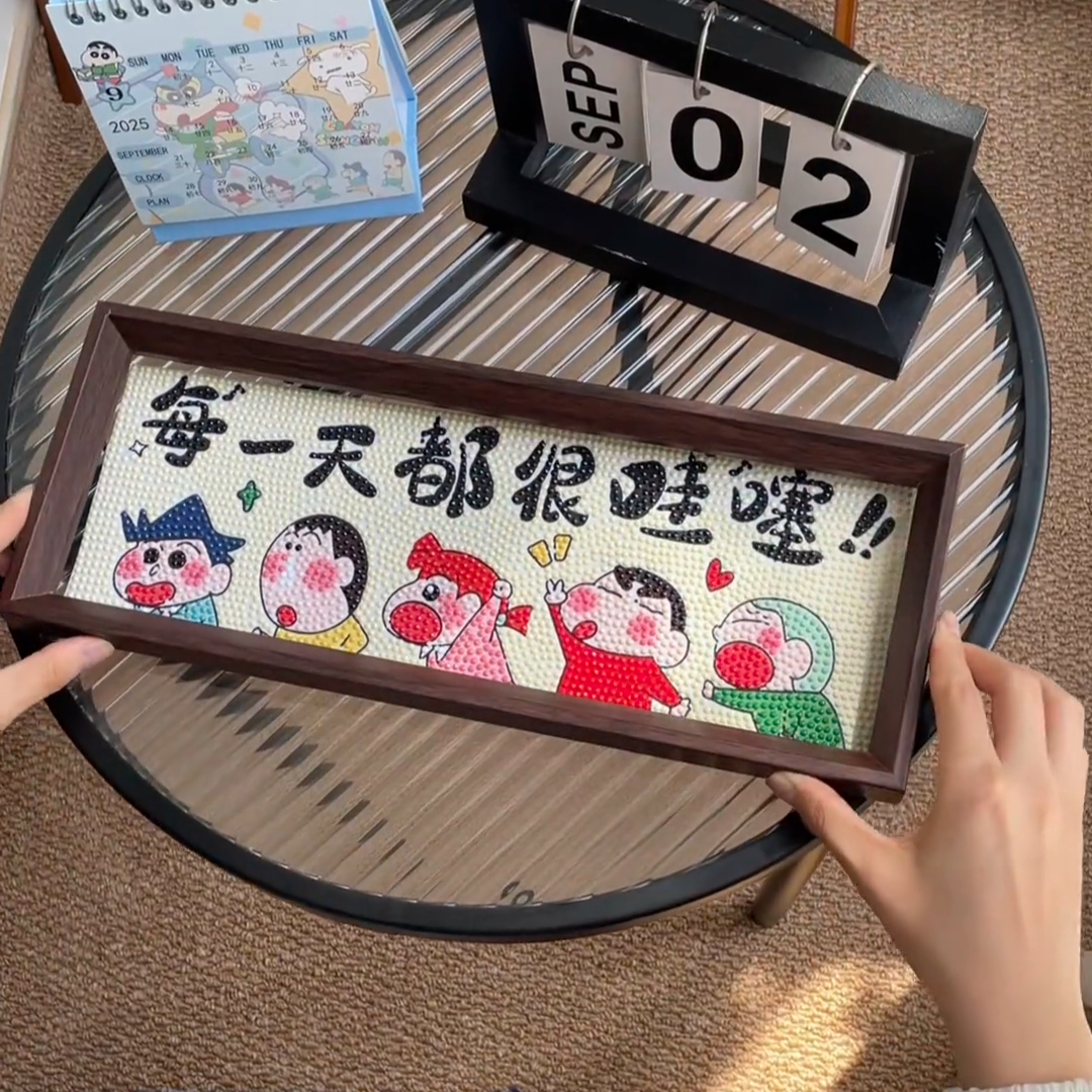 新款福禄寿喜财满钻石画手工diy益智儿童玩具蜡笔小新摆台送礼物