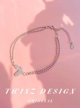 听之◆蝴蝶夫人 原创设计仙女锆石精致通体925纯银可调节手链显瘦