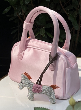 HAI英国高级感手提拎拿包真丝绸缎纯色休闲百搭女包ins风小众设计