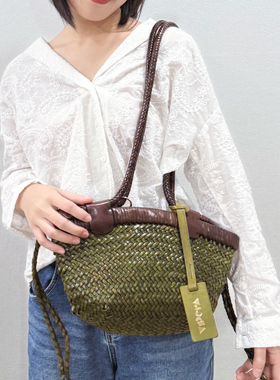 VIPERA 意大利GAUGUIN FRAME纯色系列牛皮手工编织单肩包手提包