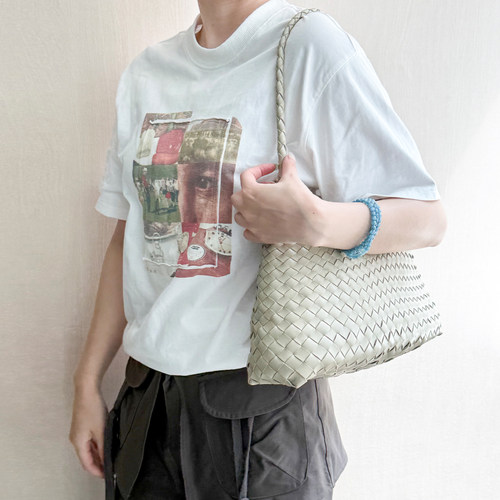 法式慵懒牛皮编织大容量托特包