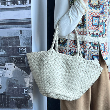 正品现货Dragon diffusion8026法式牛皮编织包单肩手提大托特包