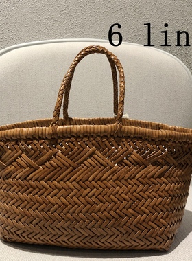 Dragon Diffusion8811编织包牛皮女法式菜篮子手工复古真皮手提包