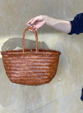 Dragon Diffusion8811法式编织包菜篮子手工牛皮文艺百搭手提包女