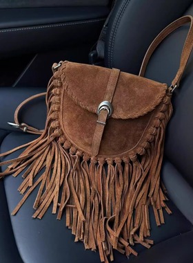 forms小众设计度假风意大利麂皮流苏包轻奢高级感单肩斜挎包包女