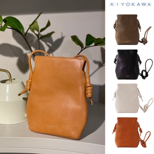 kiyokawa杂志ol风手作牛皮单肩斜挎可调节手机包包女小众腋下包