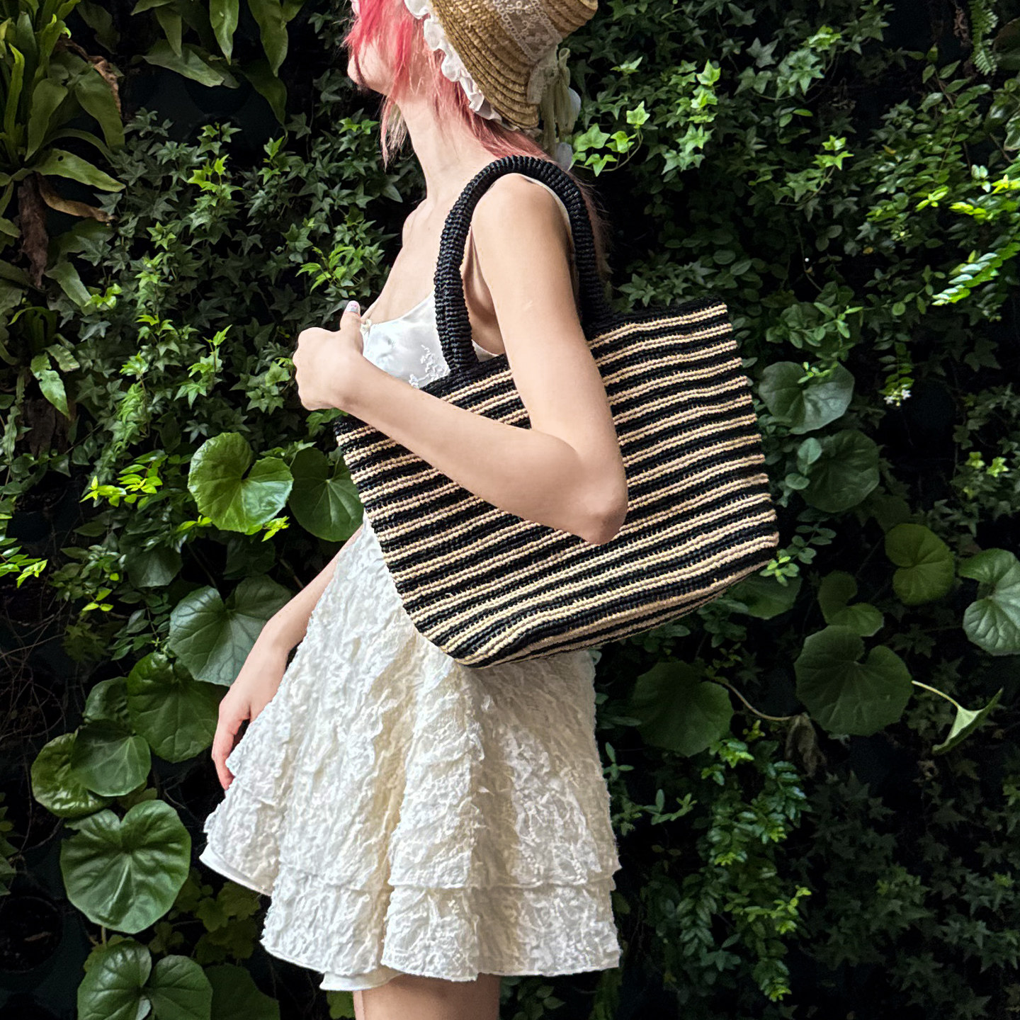 啵啵间小众设计感手工拉菲草编织包大容量手提慵懒风单肩斜挎包,箱包皮具/热销女包/男包,通用款女包,淘宝优惠券,粉丝福利购,淘宝优惠卷