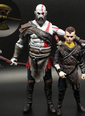 PS4战神4父子版奎托斯Kratos火焰刀7寸可动人偶手办模型摆件