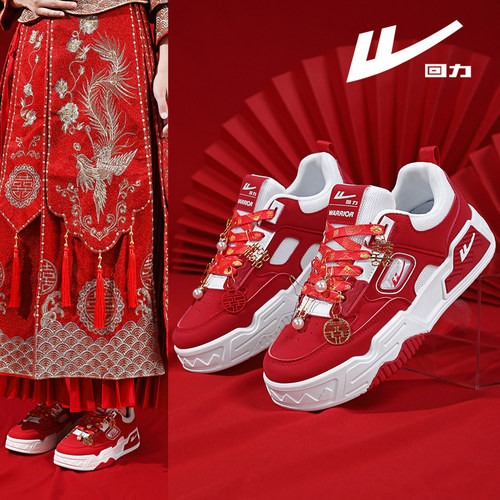 回力女鞋新娘结婚红色秀禾服婚鞋