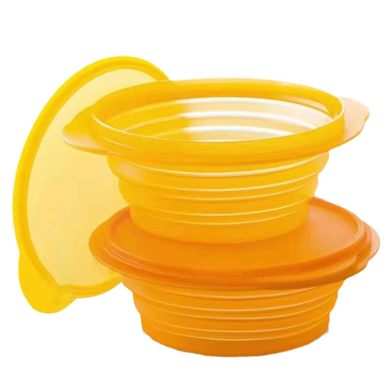 特百惠百折便利盒2件套 950ML旅行折叠饭盒压缩碗冷藏保鲜收纳盒