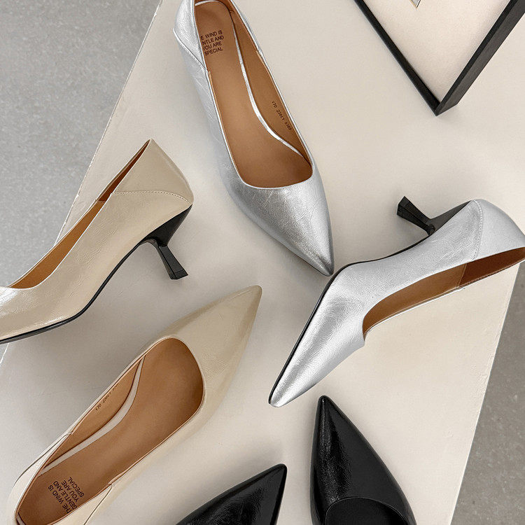 尖头细跟TPR(牛筋）胶粘工艺头层猪皮浅口单鞋,女鞋,浅口单鞋,淘宝优惠券,粉丝福利购,淘宝优惠卷