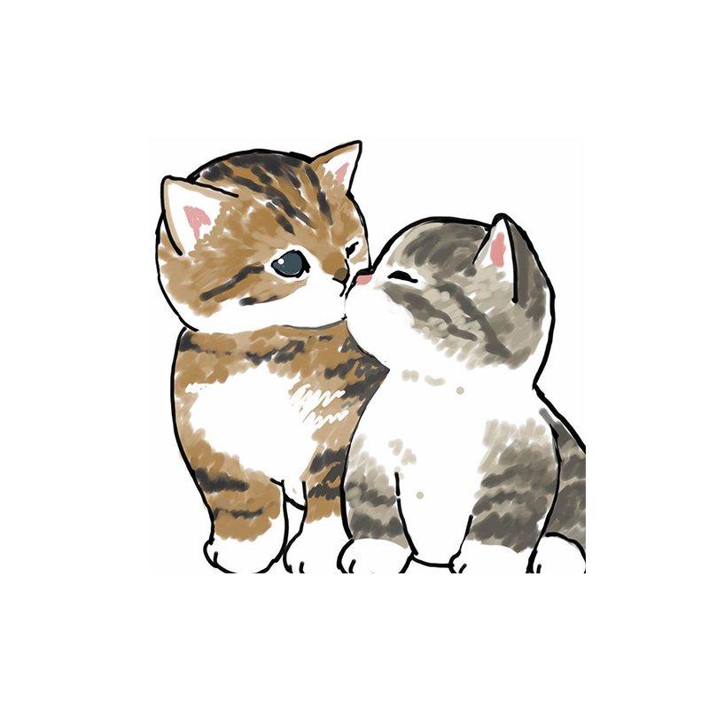 卡通可爱情侣恩爱小猫咪 diy数字油彩画手绘填色减压家居装饰挂画