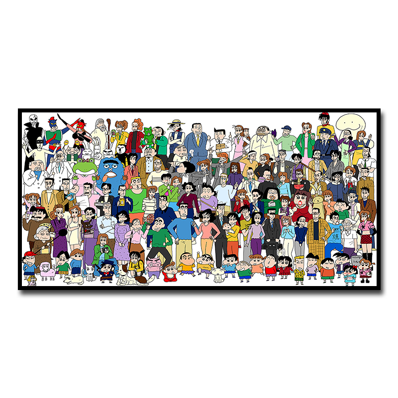 蜡笔小新全家福野原新之助卡通动漫 diy数字油画家居墙壁装饰挂画