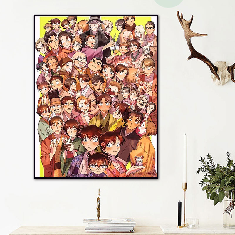 名侦探柯南全家福松田阵平零怪盗基德 动漫diy数字油画填色装饰画