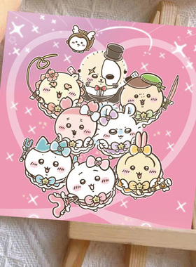 卡通动画吉伊卡哇chiikawa哈奇乌萨奇diy数字油画填色家居装饰画