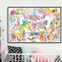 Симпатичная мультфильм животных мультфильм DIY цифровой масляной живопись детская комната спальня спальня гостиная