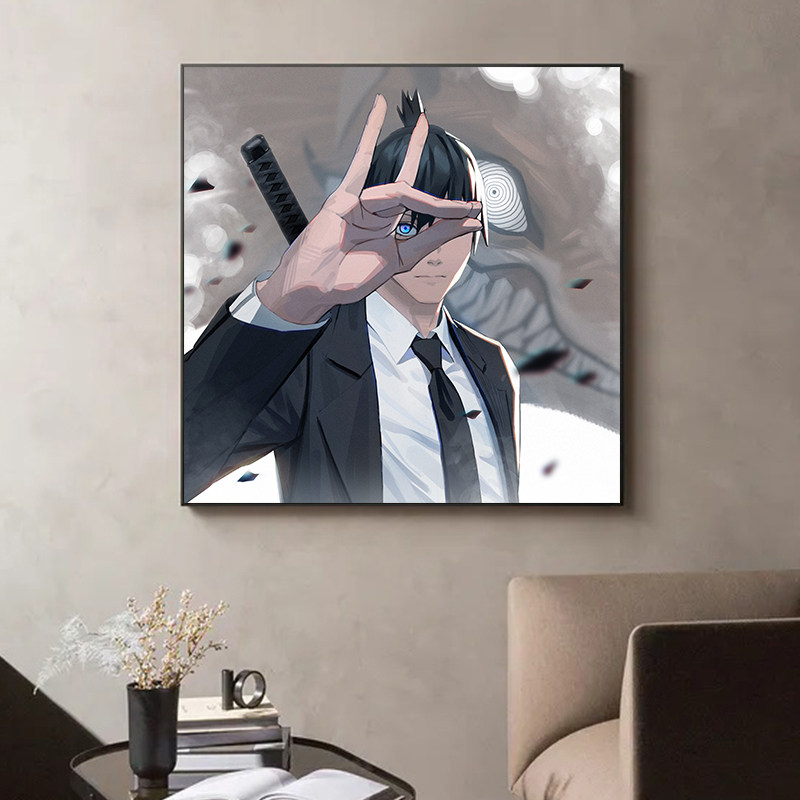 卡通动漫链锯人电锯人早川秋枪之恶魔 diy数字油画填色家居装饰画