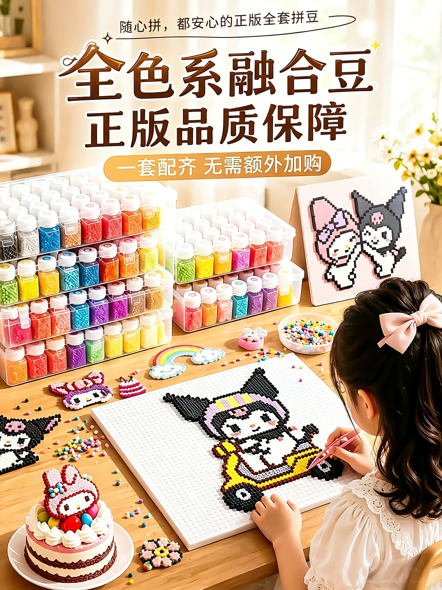 拼豆221色套装全套工具mard同色号拼豆材料包全套拼豆豆手工diy