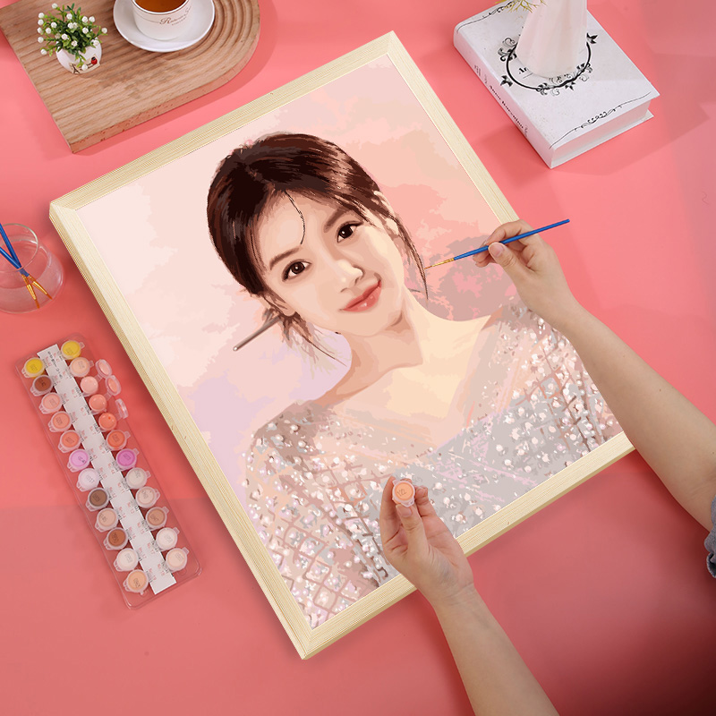 diy数字油画定制手工填充油彩画照片人物涂画R礼物手绘填色装饰画图片