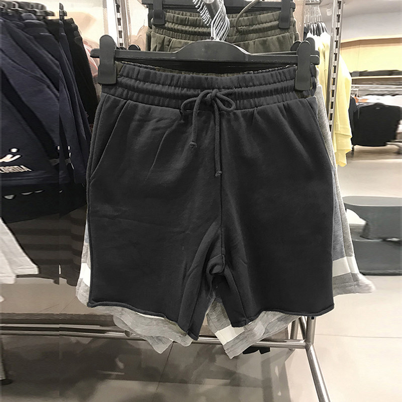 2026夏季新款男装舒适百搭卷边卫裤松紧腰休闲五分裤宽松运动短裤