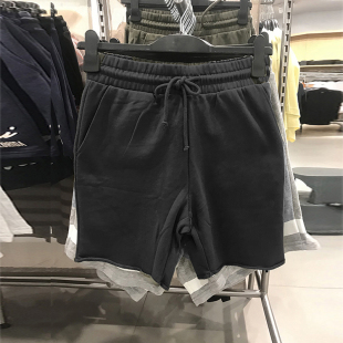 新款 宽松运动短裤 男装 松紧腰休闲五分裤 舒适百搭卷边卫裤 2026夏季
