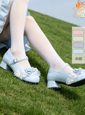 Lo原创中跟舒适软底学生小皮鞋子