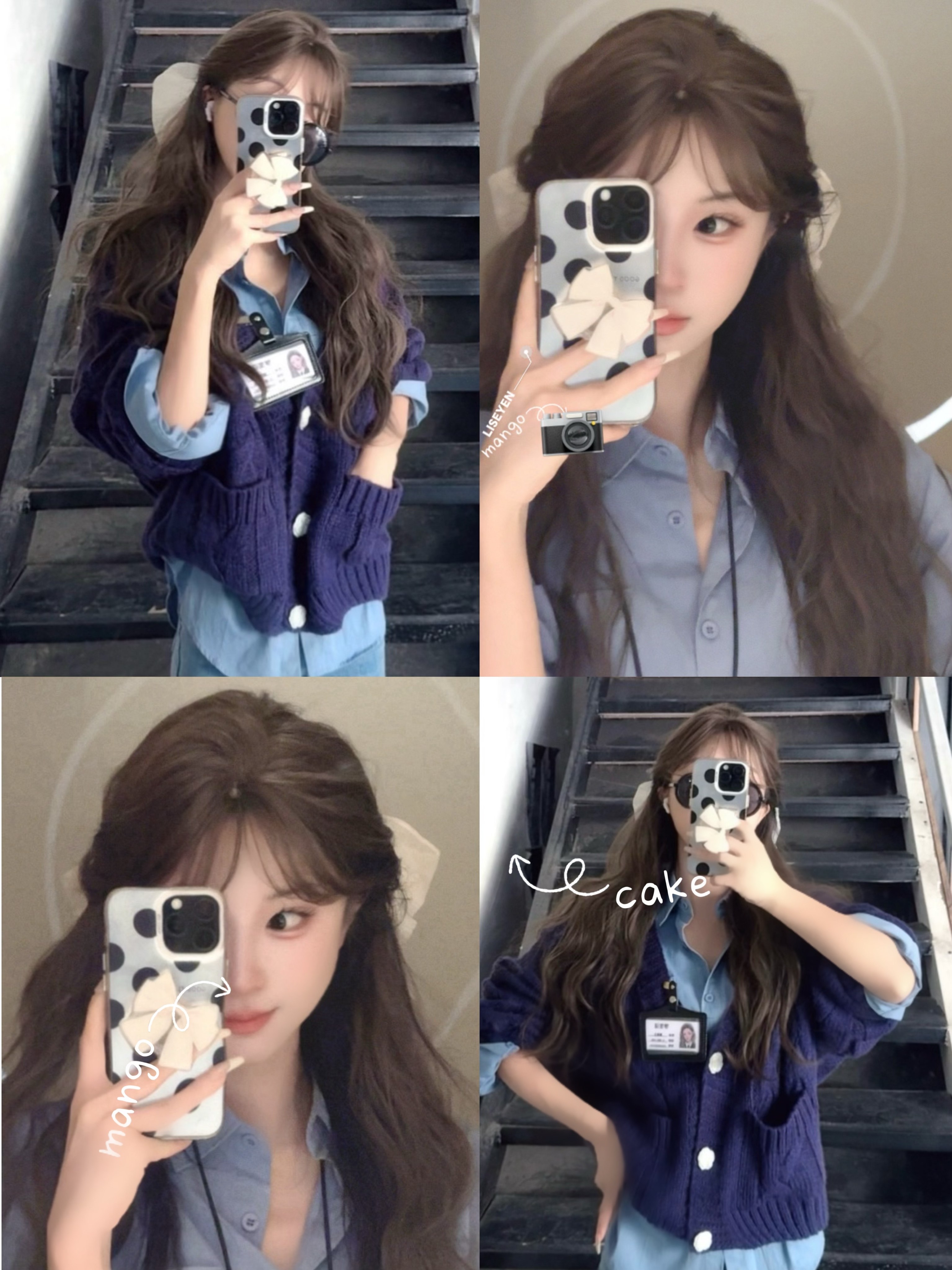 LISEYEN设计师原创 薰衣草织梦蓝紫色宽松大麻花毛衣开衫女冬新款