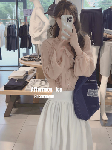 LISEYEN设计款木耳花边树皮纹系带衬衫