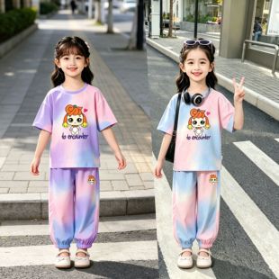 WASSUP女童运动套装2026新款夏季女孩衣服冰丝薄款女大童长裤夏潮