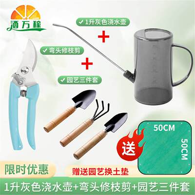 【建明园艺粉丝福利】长嘴浇水壶刻度园艺三件套铲子修枝剪换土垫