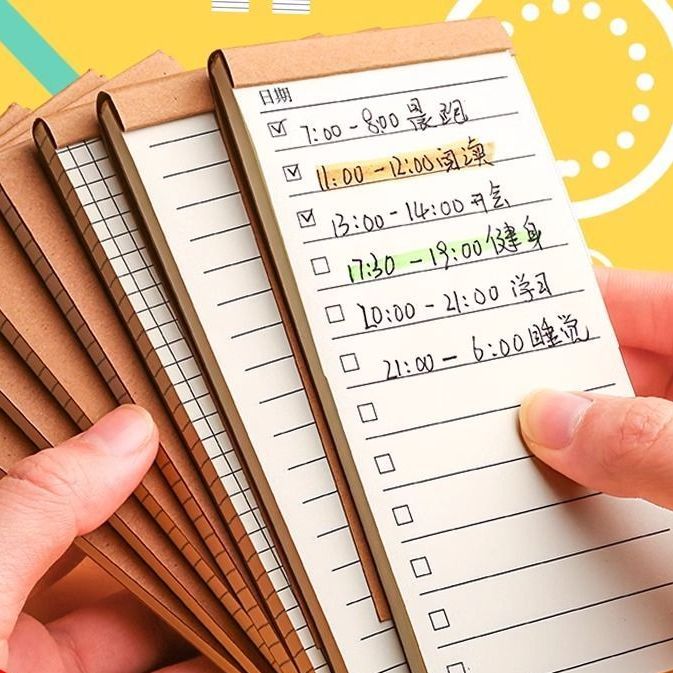 简约牛皮纸便签本小本子便携可撕网格清单学生学习手写工作计划本