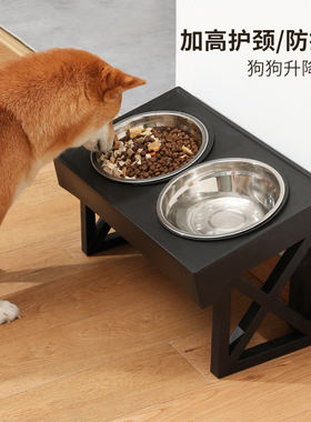 狗碗狗盆喝水一体护颈大