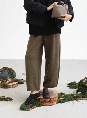 SEAWHEN海维恩浣熊绒休闲裤九分慵懒风松紧腰舒适柔软显瘦#3683