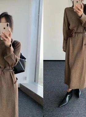 vibrant 24新款羊毛连衣裙韩系简约气质宽松显瘦长裙时尚百搭通勤