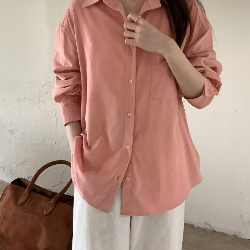 EVE衬衫Polo领长袖休闲设计感