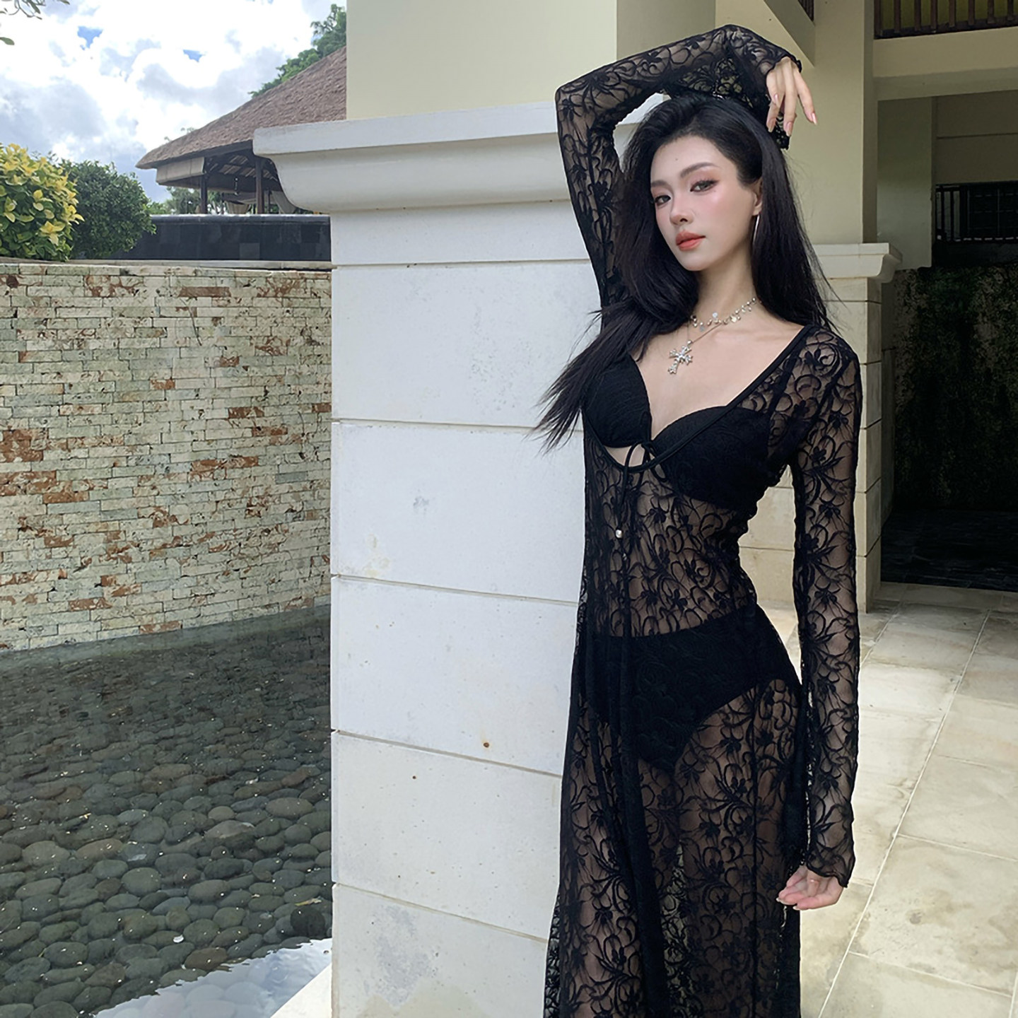 度假风高级感2026新款泳衣女分体比基尼三件套裙式性感泡温泉泳装