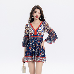 保守高级感大码 妈妈泳装 遮肚连体裙式 夏季 泡温泉2026新款 泳衣女款