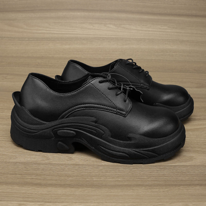 1.19 黑色皮面厚底德比鞋男系带休闲皮鞋百搭增高运动鞋,运动鞋new,运动休闲鞋,淘宝优惠券,粉丝福利购,淘宝优惠卷