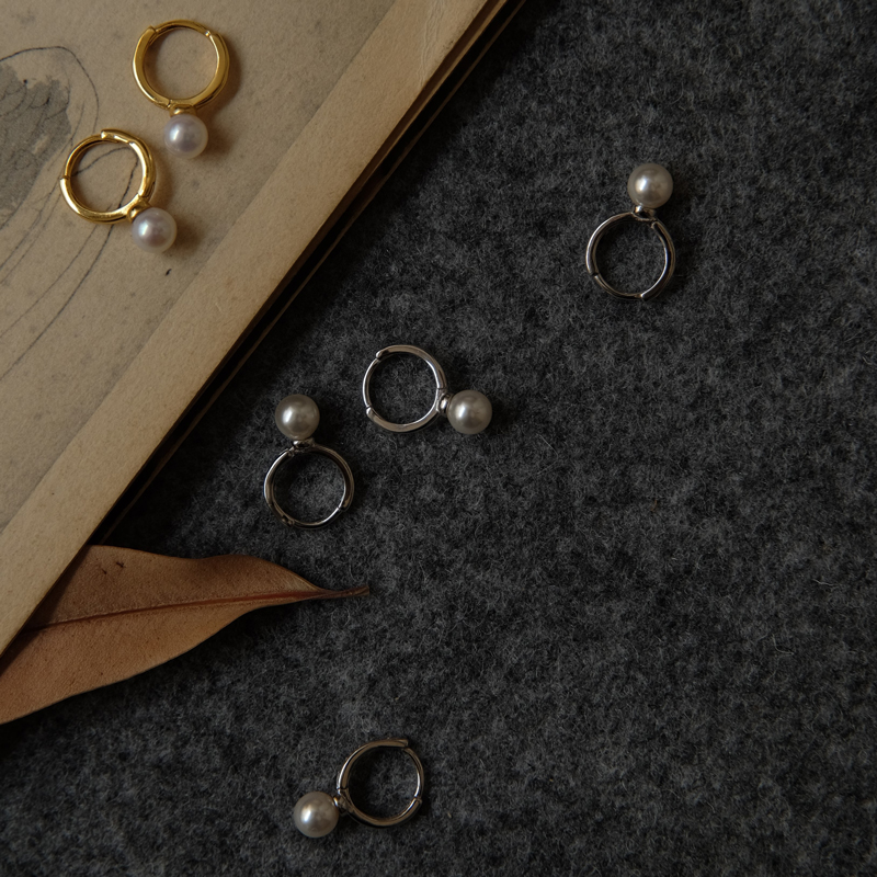 VNJEWELRY925银珍珠耳环耳钉
